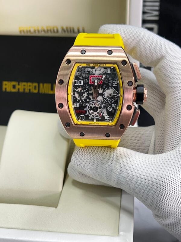 Richard Mille RM011 Rose Gold/Silver With All Colors belt Automatic Swiss - Image 3