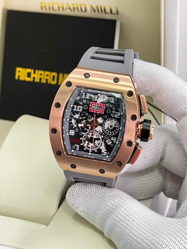 Richard Mille RM011 Rose Gold/Silver With All Colors belt Automatic Swiss - Image 6