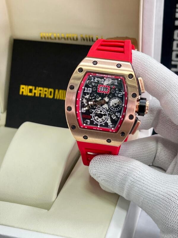Richard Mille RM011 Rose Gold/Silver With All Colors belt Automatic Swiss - Image 9